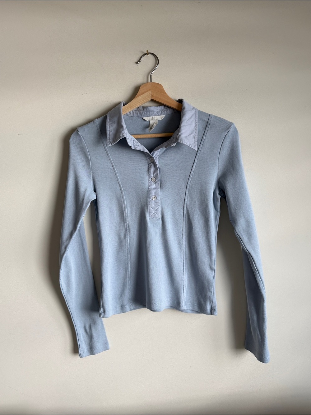 H&M Light Blue Long Sleeve Polo Shirt